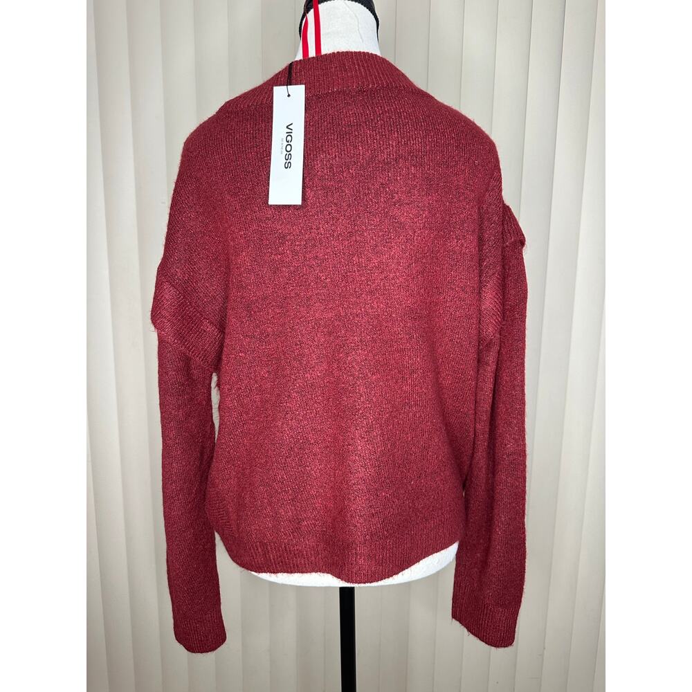 Vigoss Maroon Ruffle Sweater - Picture 3 of 9